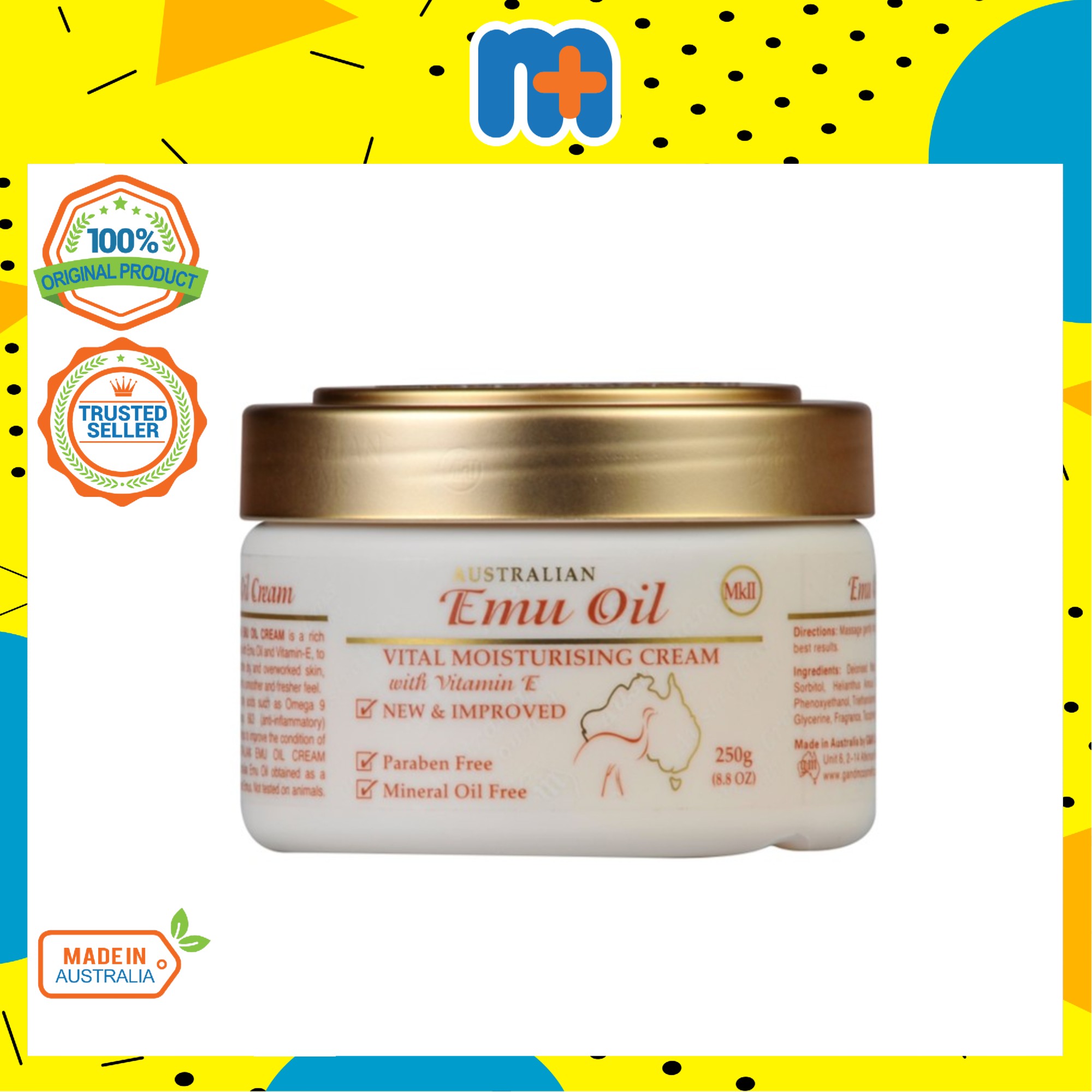 AUSTRALIAN CREAMS EMU OIL VITAL MOISTURISING CREA WITH VITAMIN E 250G